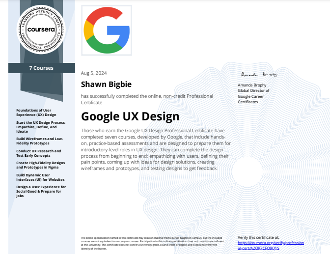 Coursera Google UX Design Cert